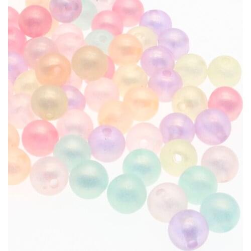 CHONGAI 100Pcs Candy Color Fantasy Acrylic Round Beads Loose Balls Spacer Beads For Jewelry Making DIY Handmade Accessories 8mm