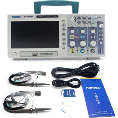DSO5202P Digital storage oscilloscope USB 200MHz 2Channels 1GSa/s 7'' TFT LCD Record Length 40K USB AC110-220V