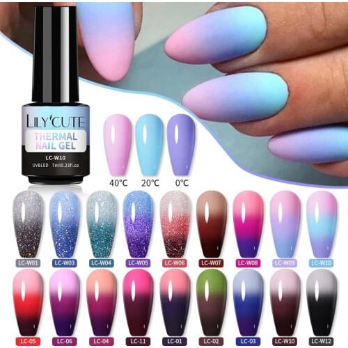 LILYCUTE Thermal Nail Gel Polish 3 Layers Temperature Shiny Color Changing Series Semi Permanent Soak Off UV Nail Gels Polish