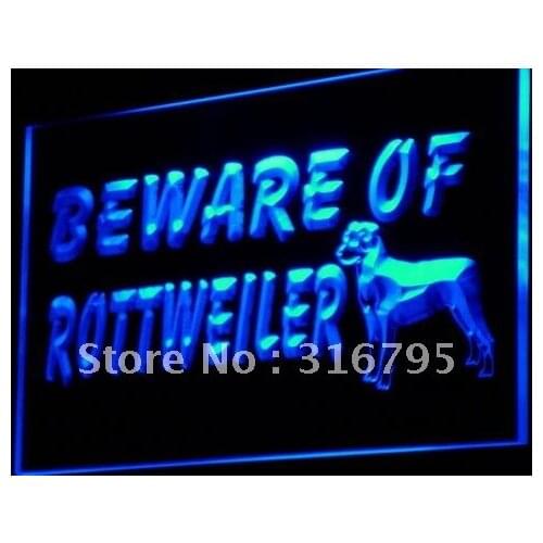 I841 Beware of Rottweiler Dog Pet NR LED Neon Light Light Signs On/Off Switch 20+ Colors 5 Sizes