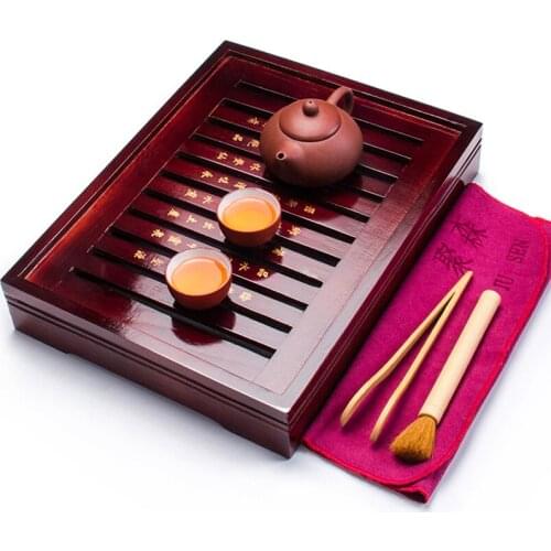 Chinese Tea Cup Sets Wood Tea Tray & Purple Clay Teapot & 2 Teacups Ceramic TeaTools Tea Ceremony China Kung Fu Teaset A031