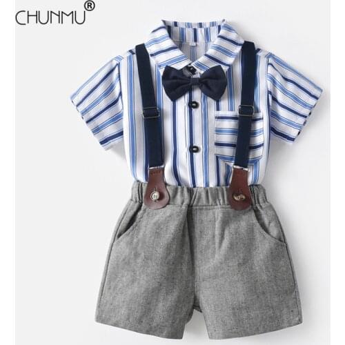 Summer Baby Girl Clothes Children Boys Casual Striped T-shirt Overall Shorts 2Pcs/set Toddler Cotton Costume Kids Tracksuits