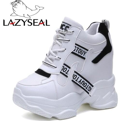 LazySeal 7cm Heels Height Increasing Top Sneakers Women Shoes Platform Ankle Boots Femme Chaussures Femmes Letter Shoes Woman