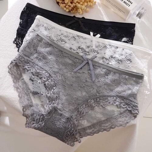 Lace sexy womens underwear transparent seamless antibacterial womens cotton crotch low waist breathable thin sexy briefs