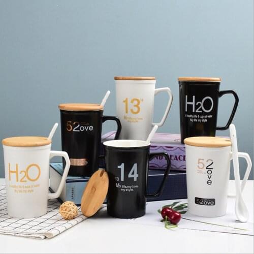 Nordic ins style Matt finishing Creative love Couple creamic Mugs with Lided Spoon Water Mugs Office