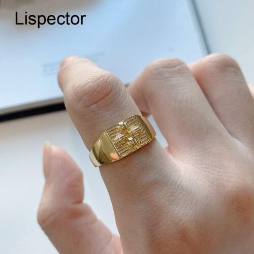Lispector 925 Sterling Silver Korean Simple Cross Flower Rings for Women Men Minimalist Creative Square Rings Unisex Jewelry