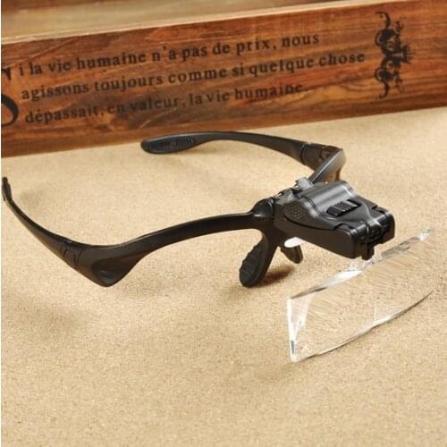 Jewelry watch repair Magnifier LED Light Tools 1.0X-3.5X head magnifying glass headband for reading