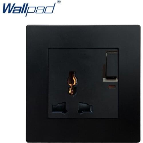 MF Socket With On Off Switch Black Wallpad Luxury Wall Power Electrical Outlet Sockets PC Panel