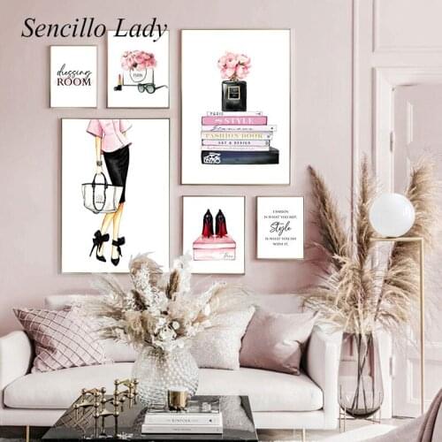 Fashion Art Poster Perfume Book Shoes Makeup Canvas Painting Beauty Salon Decoration Simplicity Wall Picture Girl Room Decor