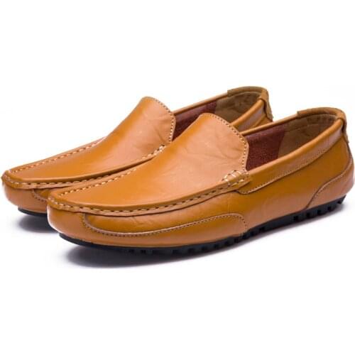 2021 Men Flats Latest Cow Split Leather Mens Casual Shoes Black Soft Sole Lazy British Style Peas Shoes Fashion Driving Loafers