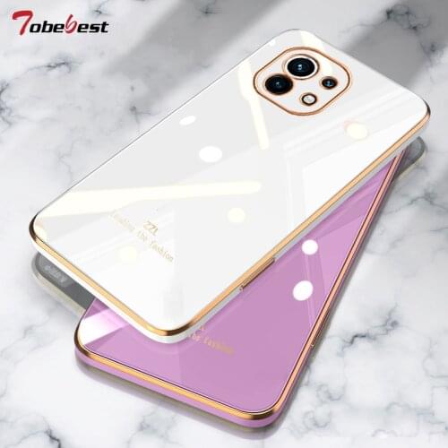 Luxury Plating Soft Silicone Case For Xiaomi Mi 11 Ultra Lite Pro Coque Camera protective Straight edge Back Cover