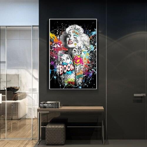 Wall Canvas Art Poster and Print Abstract Portrait Modern Graffiti Painting on Canvas Picture for Living Room Cuadros Home Decor