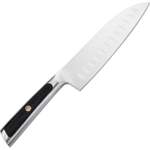 Sunnecko German 1.4116 Steel Blade 7" Santoku Knife Razor Sharp G10 Sanded Handle Chef Kitchen Cooking Knives Meat Vegetable Cut