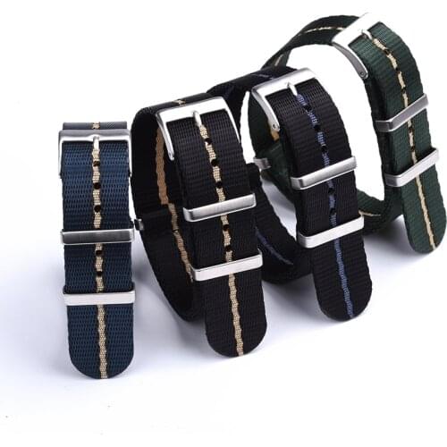 Newest Design Smooth Nylon Strap 20mm 22mm Black/Red/Blue Khaki Suitable For Most Watch Seatbelt Bracelet Watch Band Replacement