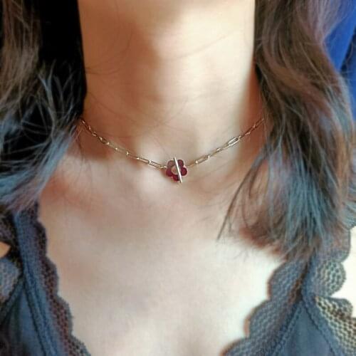 New Necklace 2021 Hip Hop Collarbone Chains Flower OT Buckle Necklaces for Women Jewelry Accessories Wholesale Collares