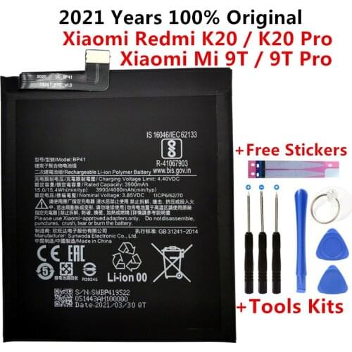 Original Phone Battery BP41 4000mAh for Xiaomi Redmi K20 / Mi 9T / K20 Pro / 9T Pro Replacement Battery +Tools Kits