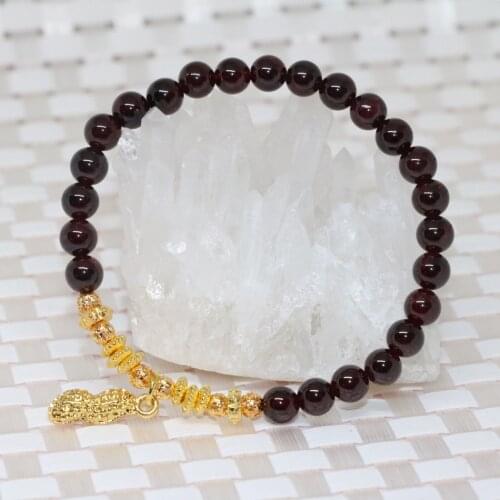 Original design natural garnet 6m round beads bracelet for women new fashion free shipping wholesale price jewelry 7.5inch B2103