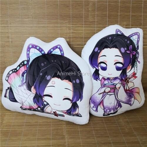 Kochou Shinobu Plush Doll Anime Demon Slayer Kimetsu No Yaiba Figure Pillow Double Sided Case Cosplay Plushies Toy 45cm Gift