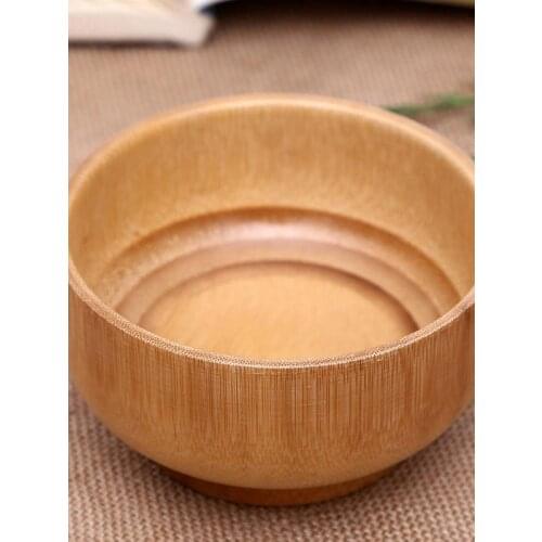 Simple Durable Childrens Bowl Natural Bamboo Tableware with Nature Bamboo Texture Bowl Home Kitchen Supplies, 3 Sizes