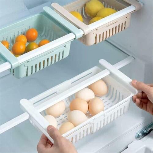 Adjustable Stretchable Refrigerator Organizer Drawer Basket Refrigerator Pull-out Drawers Fresh Spacer Layer Storage Rack