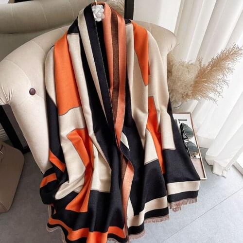 2021luxury double-sided scarf women winter warm cashmere shawl scarf printed soft thin blanket holiday gift