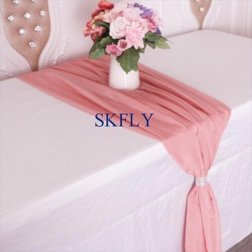 RU015C cheap popular custom made new arrival 2019 Christmas party wedding soft dusty pink sheer voile table runner