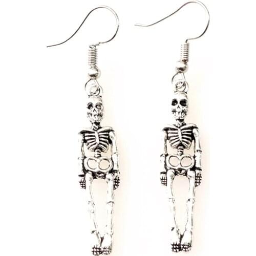 Europe new punk style cool skeleton earrings for men and women Halloween gifts jewelry Fashion figure pendant