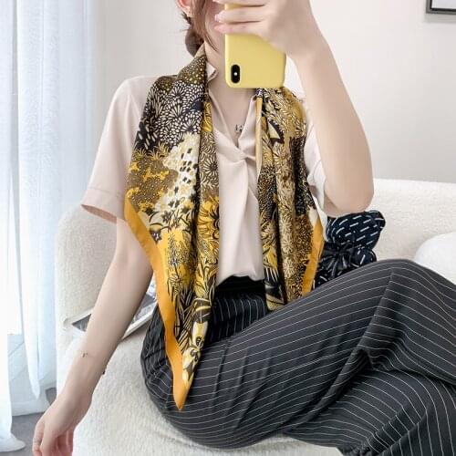 2021 new spring women scarf quality shawl silk fashion scarf headscarf beach sunscreen bag headscarf scarf 90cm*90cm