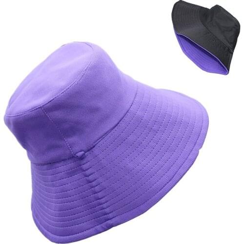 Ladies big brim double-sided fisherman hat bird net pure color breathable hat Korean fashion casual sunshade hat breathable basi