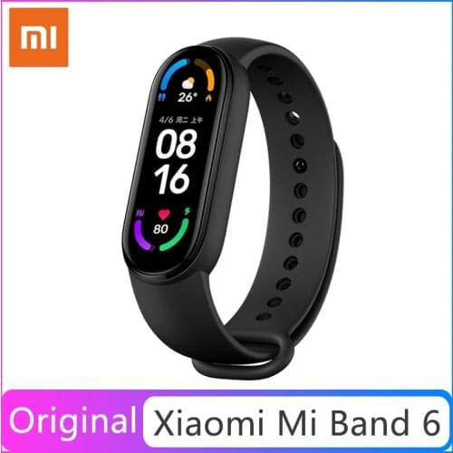 Xiaomi Mi Band 6 inteligente pulseira 5 cor amoled tela sangue oxigênio aptidão traker bluetooth à prova dwaterproof água banda