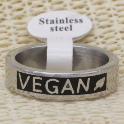 Vegan Ring Vegetarian Jewelry Wedding Band Vegan Gift YLQ0536