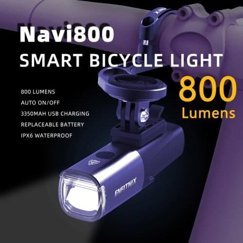 Enfitnix Navi800 Bicycle Light Rainproof 800 Lumens Bike Front Lantern USB Rechargeable Headlight Safety Led Cycling Flashlight