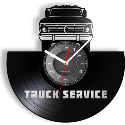 Truck Service VInyl Wall Clock Car Service Center Vehicle Garage Decorative Wall Watch Laser Etched Hanging Decor Modern Artwork