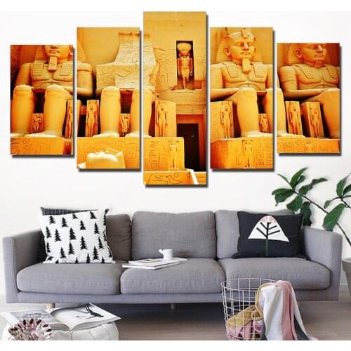 Vintage Wall Art Poster Home Decoration 5 Panel Ancient Egypt Canvas Painting For Living Room HD Print Modular Pictures No Frame