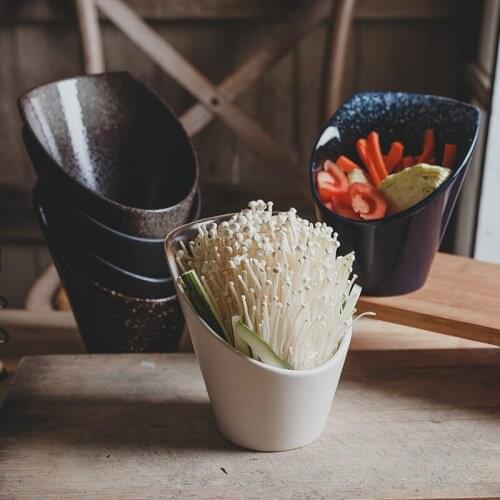 FANCITY High-end Japanese-style lettuce bowl, hotel restaurant, deep bowl of lettuce bowl, buffet creative ceramic bowl, porcela