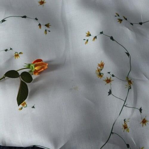 High quality ramie fabrics Small fresh gardenia yellow fabric Designer custom skirt dress material