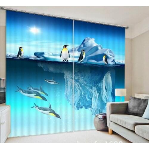 Penguin Curtain Luxury Blackout 3D Window Curtain For Living Room Bedroom Customized size Drapes Cortina Rideaux Cushion cover
