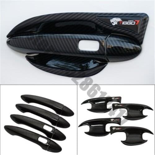 ABS Carbon fiber Door Handle Bowl Door handle Protective covering Cover Trim Car styling for Chery Tiggo 7 Tiggo7 pro 2020-2021
