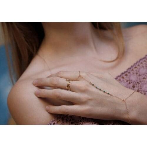 1pc Asymmetric Popular Chic Finger Beaded Bracelet Lucky Harness Hand Chain Women