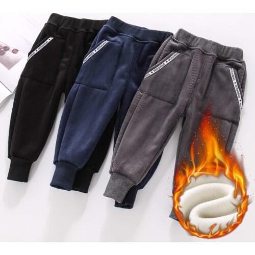 Girls Winter Trousers Childrens Cargo Pants Plus Velvet Warm Trousers Teenagers Kids Cotton Bottoms Trousers Pants 4 To 14Years