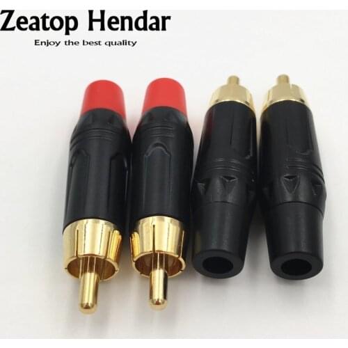 10Pcs RCA Male Plug Gold Plated RCA Solder Connector Audio Speaker Plug Adapter for 7MM Cable Red Black