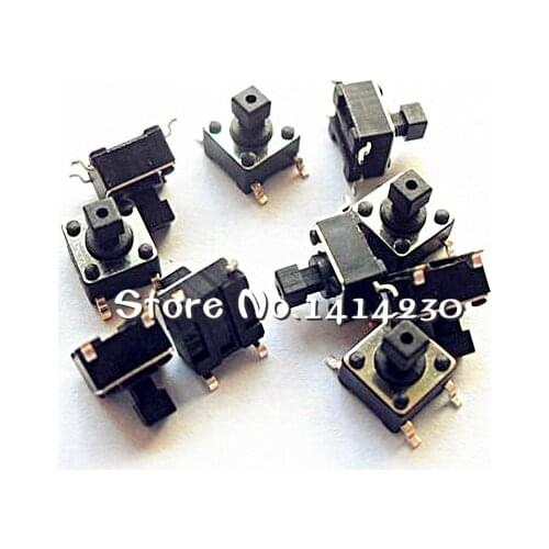100Pcs 6*6*7.3MM Square Head 6*6*7.3H 4 pin Micro Switch Button Switch SMD-4