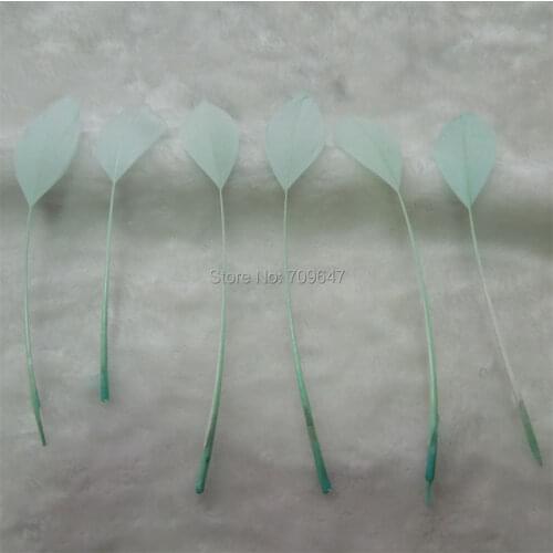 100PCS/LOT! AQUA BLUE Stripped Goose Satinettes Feathers-Mint Green Crafting Feathers-Peppermint Bridal Feathers-10-18cm long