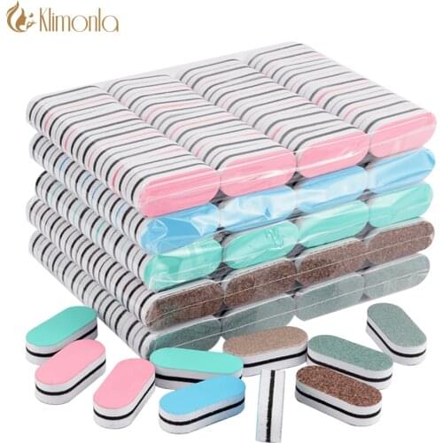 100Pcs/Lot Double sided Nail Buffer Sanding Block Polisher Buffing File 100/180 Grit Sponge Nail Art Kit Manicure Tools Mini