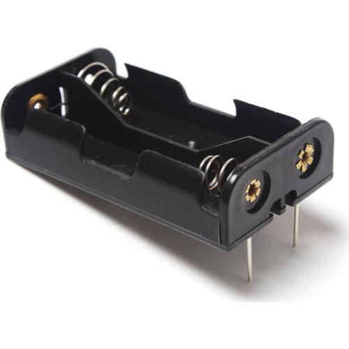 2Pcs 3V Output 2 x AA Spring Clip Battery Holder Black 2Slot Battery Box With Pin For Soldering Connecting