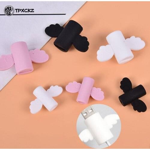 2Pcs Cute Angel Wing Cable Protector USB Cable Winder Organizer Holder For Phone