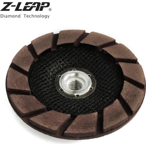 Z-LEAP 5" 1PC Diamond Dry Grinding Wheel Ceramic Bond Cup Edge Polishing Disc Concrete Epoxy Floor Abrasive Tool With 5/8-11 M14
