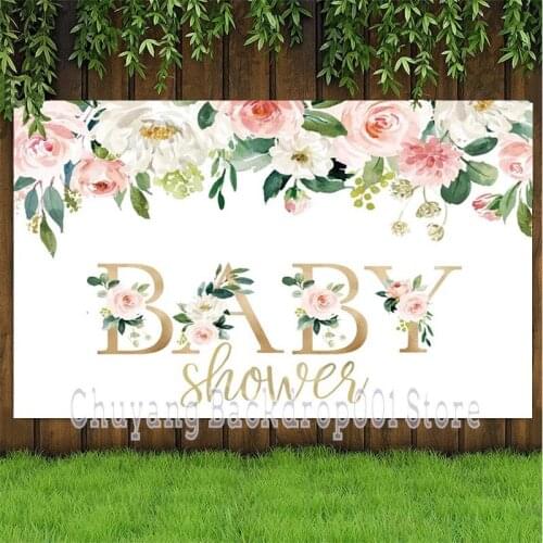 Baby Shower Photography Backdrop Watercolor Flowers Child Girls 1st Birthday Party Background Photo Studio Props Decor Banner
