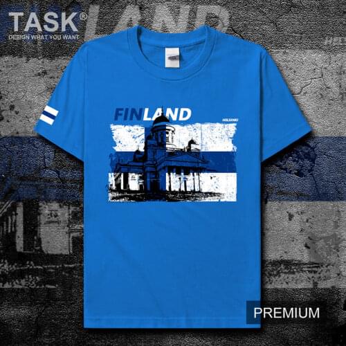 Helsinki Cathedral National Landmark Building Finland Flag Printed T-Shirt Summer Cotton O-Neck Short Sleeve Mens T Shirt New