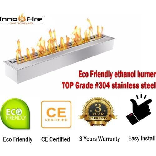 Inno living fire 62 inch indoor stainless ethanol fire pit burner insert